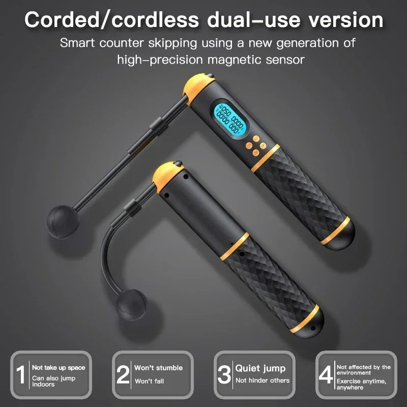 2-in-1 Skipping Rope with Digital Counter & Non-Slip Handles