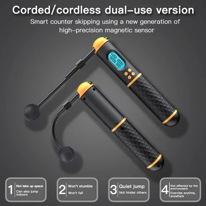 2-in-1 Skipping Rope with Digital Counter & Non-Slip Handles